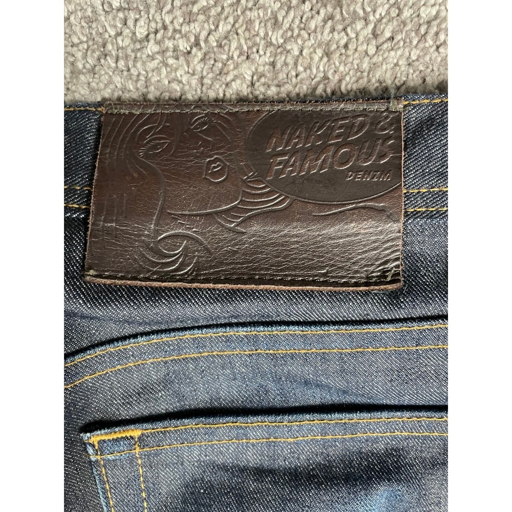 Naked & Famous Jeans‎ Mens 30 Weird Guy Twill Selvedge Dark Wash Button Fly Slim - Picture 14 of 14